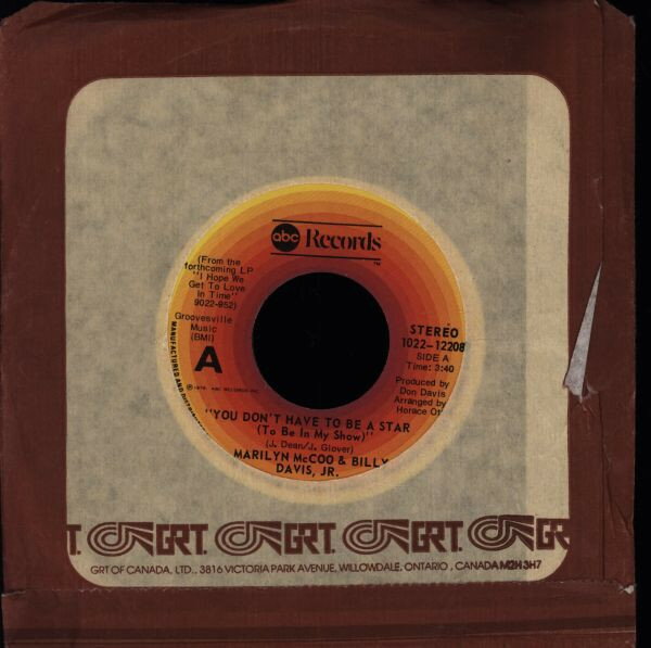 쥳ɥƥ ŷԾŹ㤨֡š۲7 Marilyn McCoo & Billy Davis Jr You Dont Have To Be A Star (To Be In My Show / Wev 102212208 ABC Records /00080פβǤʤ701ߤˤʤޤ