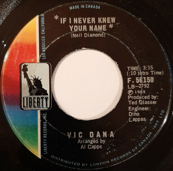 【中古】加7” Vic Dana If I Never Knew Your Name F56150 Liberty /00080