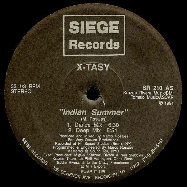 【中古】米12” X-Tasy Indian Summer SR210 Siege Records /00250