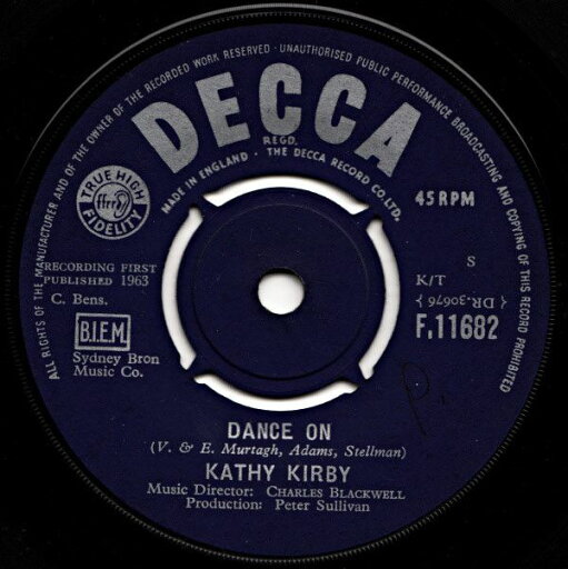 【中古】英7” Kathy Kirby Dance On F11682 Decca /00080 【中古】英7” Kathy Kirby Dance On F11682 Decca /00080