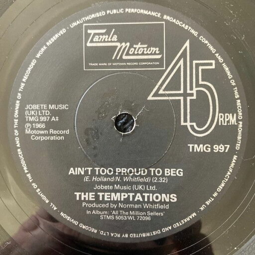 【中古】英7” Temptations Aint Too Proud To Beg / Ball Of Confusion (Thats Wh TMG997 Tamla Motown /00080 【中古】英7” Temptations Aint Too Proud To Beg / Ball Of Confusion (Thats Wh TMG997 Tamla Motown /00080
