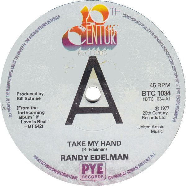 ・アーティスト Randy Edelman ・タイトル Take My Hand ・レーベル・型番 20th Century Records BTC1034PROMO ・フォーマット 7インチレコード ・コンディション(盤) 非常に良い(EX) ・コンディション(ジャケット) プレインカバー（元ジャケット／カバー無し） ・コンディション(帯) オビなし ・特記事項 【プロモ盤】 【プロモ印刷レーベル】【company sleeve】 サンプル画像です。実際の商品の画像ではありません 商品写真はバーコード/カタログ番号に対応したサンプル画像ですので、お送りする商品の画像ではありません。帯やライナーなどの付属品は、特記事項に記載されている場合のみ含まれます。プロモやカラーレコードなどの仕様についても、該当する場合のみ特記事項に記載しています。 【ご購入前に必ずご確認ください】 ・本店サイト(www.recordcity.jp)とは価格、送料が違います ・本店サイト、その他支店のオーダーとは同梱発送できません ・注文確定後に別の注文を頂いた場合、注文同士の同梱は致しかねます。 ・別倉庫から発送しているため、店頭受け渡しは対応しておりません ・一部商品は他の通販サイトでも販売しているため、ご注文のタイミングによっては商品のご用意ができない場合がございます。 ・土日祝日はお休みです 金曜・祝前日9時以降のご連絡またはご入金は、返答または発送が週明け・祝日明けに順次対応となります。 ・ご購入後のキャンセル不可 ご購入後のキャンセルはいかなる理由においてもお受けできません。ご了承の上、ご購入くださいませ。 ・日本郵便(ゆうパック/ゆうメール)によるお届けになります。 ・中古品であることをご理解ください 当ストアでは中古商品を主に販売しております。中古品であることをご理解の上ご購入ください。また、一部商品はRecordCityオンラインストアで試聴可能です。 ・返品について お客様のご都合による返品は一切承っておりません。 表記の内容と実際の商品に相違がある場合、また針飛び等で返品・返金をご希望される場合は、商品の到着後1週間以内にご連絡ください。商品の返送をこちらで確認後、キャンセル・返金を行います。 コンディションVG以下の商品は返品できません。プレイに影響のない表面のこすれ傷、プレス起因のノイズ盤は返品の対象外です。 【コンディション表記】 ・ほぼ新品(M-)(Like New) 完全な新品。未使用。当店ではほぼ使用しません ・非常に良い(EX)(Excellent) 中古盤として美品な状態。わずかな経年を感じるものの傷みを感じさせない、当店基準で最高の状態 ・良い(VG+)(Very Good Plus) 丁寧に扱われた中古品で、軽い使用感がみられる。 ・可(VG)(Acceptable) 使い込まれた中古品で、「良い」よりもさらに使用感がみられる。 ・悪い(VG-)(Bad) 状態が悪いアイテム。使用の保障はなく、再生不可、針飛び、目立つノイズがあるかもしれない。状態によるクレーム不可。返品不可。 ・非常に悪い(G)(Very Bad) 「悪い」よりさらに状態が悪いアイテム。使用の保障はなく、再生不可、針飛び、目立つノイズがあるかもしれない。状態によるクレーム不可。返品不可。 ・ジャンク(Fair)(Junk/Fair) 割れている、反っている、水ダメージがある、カビ、ジャケットが分離している、ひどい書き込み、ひどい擦れなど最低の状態。使用の保障はなく、再生不可、針飛び、目立つノイズがあるかもしれない。状態によるクレーム不可。返品不可。 ・ジャンク(Poor)(Junk/Poor) 割れている、反っている、水ダメージがある、カビ、ジャケットが分離している、ひどい書き込み、ひどい擦れなど最低の状態。使用の保障はなく、再生不可、針飛び、目立つノイズがあるかもしれない。状態によるクレーム不可。返品不可。