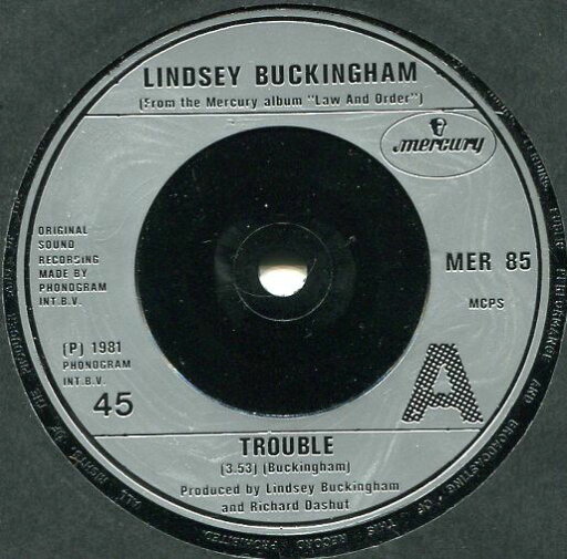 【中古】英7” Lindsey Buckingham Trouble MER85 Mercury /00080 【中古】英7” Lindsey Buckingham Trouble MER85 Mercury /00080