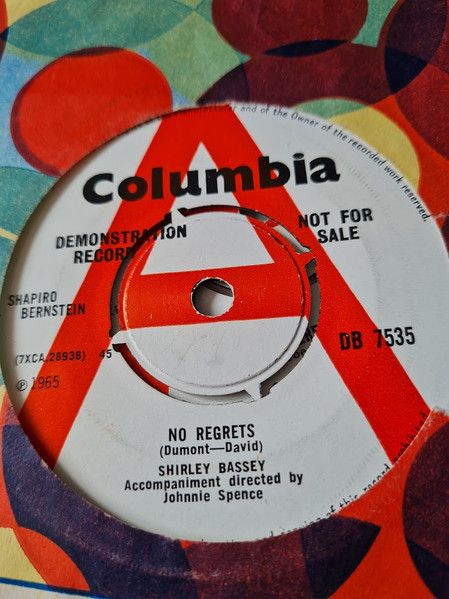 【中古】英7” Shirley Bassey No Regrets DB7535PROMO Columbia プロモ /00080