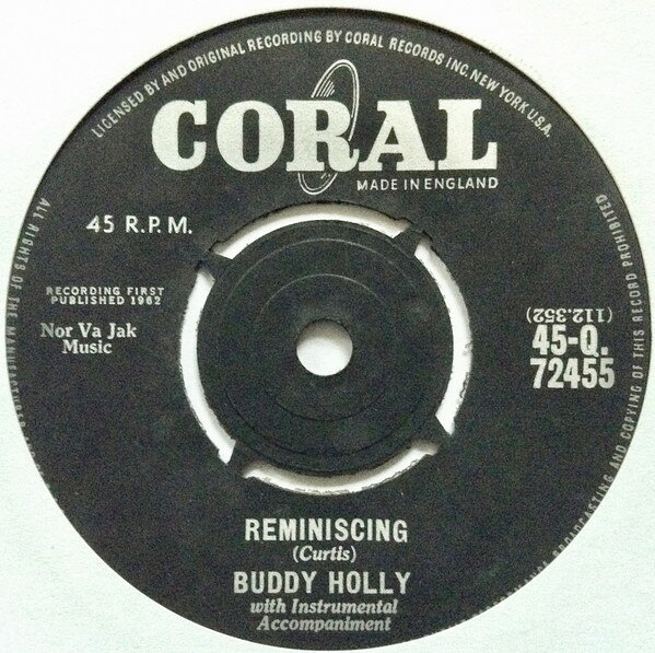 7” Buddy Holly Reminiscing 45Q72455 Coral /00080