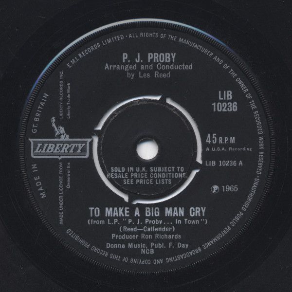 【中古】英7” P.J. Proby To Make A Big Man Cry LIB10236 Liberty /00080