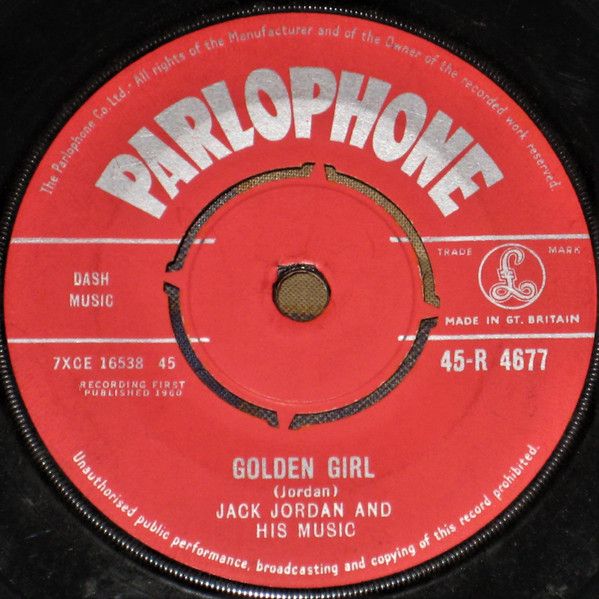 ����š۱�7�� Jack Jordan & His Music Golden Girl / Beauty And The Beach 45R4677 Parlophone /00080