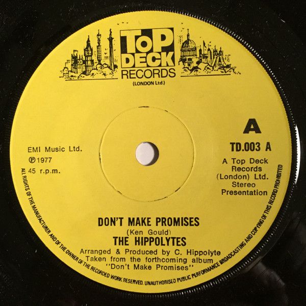 Artist Name: N - 【中古】英7” Hippolytes Dont Make Promises TD003 Top Deck Records /00080
