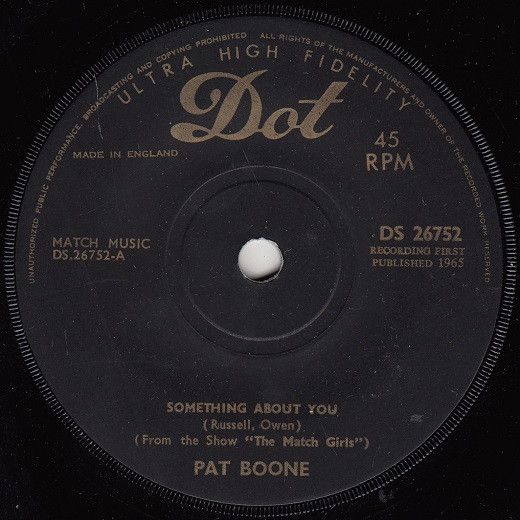【中古】英7” Pat Boone Something About You DS26752 Dot Records /00080
