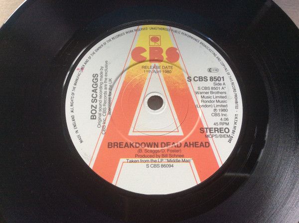 【中古】英7” Boz Scaggs Breakdown Dead Ahead SCBS8501PROMO CBS プロモ /00080