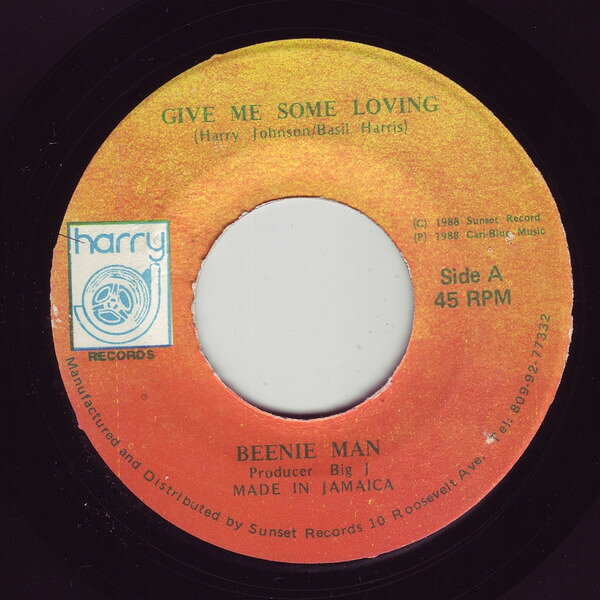 Artist Name: J - 【中古】7” Beenie Man Give Me Some Loving NONE Harry J Records /00080