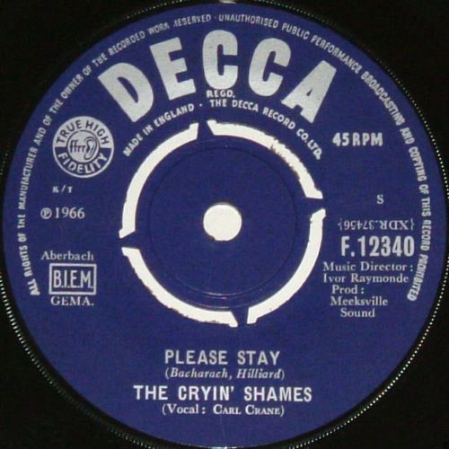 【中古】英7” Cryin Shames Please Stay F12340 Decca /00080 【中古】英7” Cryin Shames Please Stay F12340 Decca /00080