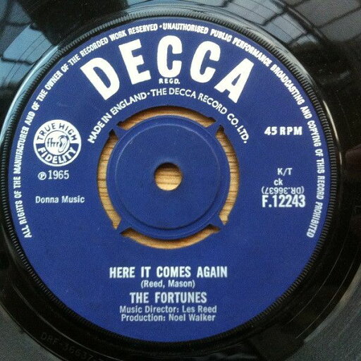 【中古】英7” Fortunes Here It Comes Again F12243 Decca /00080 【中古】英7” Fortunes Here It Comes Again F12243 Decca /00080