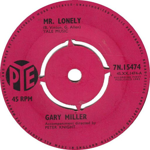 【中古】英7” Gary Miller Mr. Lonely 7N15474 Pye Records /00080 【中古】英7” Gary Miller Mr. Lonely 7N15474 Pye Records /00080