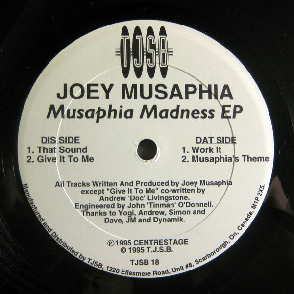 Artist Name: K - 【中古】12” Joey Musaphia Musaphia Madness EP TJSB18 T.J.S.B. /00250