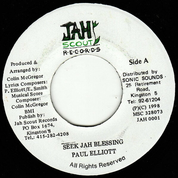 7” Paul Elliot Seek Jah Blessing JAH0001 Jah Scout Records /00080