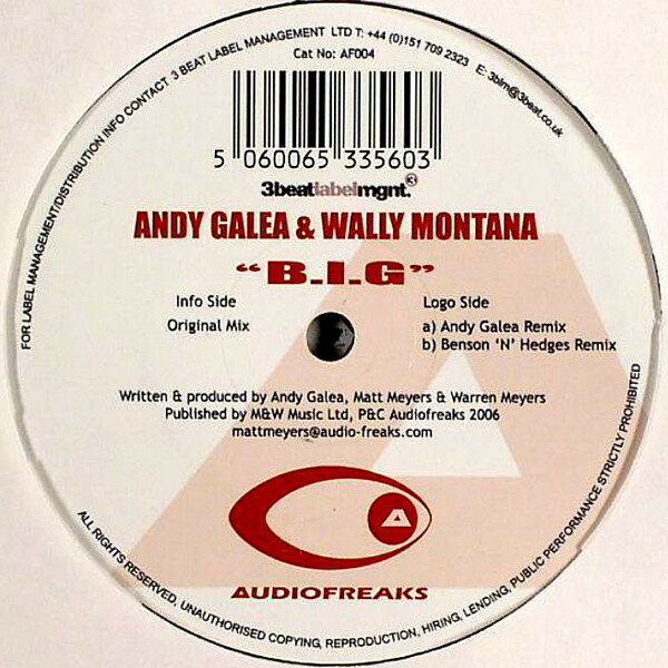 【中古】蘭12” Andrew Galea &amp; Wally Montana B.I.G AF004 Audiofreaks /00250