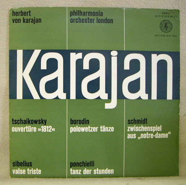 ・アーティスト Pyotr Ilyich Tchaikovsky, Jean Sibelius, Alexander Borodin, Franz Schmidt, Amilcare Ponchielli, Herbert von Karajan, Philharmonia Orchestra ・タイトル Karajan ・レーベル・型番 Orbis 72412 ・フォーマット LPレコード ・コンディション(盤) 良い (VG+) ・コンディション(ジャケット) 良い (VG+) ・コンディション(帯) オビなし ・特記事項 サンプル画像です。実際の商品の画像ではありません 商品写真はバーコード/カタログ番号に対応したサンプル画像ですので、お送りする商品の画像ではありません。帯やライナーなどの付属品は、特記事項に記載されている場合のみ含まれます。プロモやカラーレコードなどの仕様についても、該当する場合のみ特記事項に記載しています。 【ご購入前に必ずご確認ください】 ・本店サイト(www.recordcity.jp)とは価格、送料が違います ・本店サイト、その他支店のオーダーとは同梱発送できません ・注文確定後に別の注文を頂いた場合、注文同士の同梱は致しかねます。 ・別倉庫から発送しているため、店頭受け渡しは対応しておりません ・一部商品は他の通販サイトでも販売しているため、ご注文のタイミングによっては商品のご用意ができない場合がございます。 ・土日祝日はお休みです 金曜・祝前日9時以降のご連絡またはご入金は、返答または発送が週明け・祝日明けに順次対応となります。 ・ご購入後のキャンセル不可 ご購入後のキャンセルはいかなる理由においてもお受けできません。ご了承の上、ご購入くださいませ。 ・日本郵便(ゆうパック/ゆうメール)によるお届けになります。 ・中古品であることをご理解ください 当ストアでは中古商品を主に販売しております。中古品であることをご理解の上ご購入ください。また、一部商品はRecordCityオンラインストアで試聴可能です。 ・返品について お客様のご都合による返品は一切承っておりません。 表記の内容と実際の商品に相違がある場合、また針飛び等で返品・返金をご希望される場合は、商品の到着後1週間以内にご連絡ください。商品の返送をこちらで確認後、キャンセル・返金を行います。 コンディションVG以下の商品は返品できません。プレイに影響のない表面のこすれ傷、プレス起因のノイズ盤は返品の対象外です。 【コンディション表記】 ・ほぼ新品(M-)(Like New) 完全な新品。未使用。当店ではほぼ使用しません ・非常に良い(EX)(Excellent) 中古盤として美品な状態。わずかな経年を感じるものの傷みを感じさせない、当店基準で最高の状態 ・良い(VG+)(Very Good Plus) 丁寧に扱われた中古品で、軽い使用感がみられる。 ・可(VG)(Acceptable) 使い込まれた中古品で、「良い」よりもさらに使用感がみられる。 ・悪い(VG-)(Bad) 状態が悪いアイテム。使用の保障はなく、再生不可、針飛び、目立つノイズがあるかもしれない。状態によるクレーム不可。返品不可。 ・非常に悪い(G)(Very Bad) 「悪い」よりさらに状態が悪いアイテム。使用の保障はなく、再生不可、針飛び、目立つノイズがあるかもしれない。状態によるクレーム不可。返品不可。 ・ジャンク(Fair)(Junk/Fair) 割れている、反っている、水ダメージがある、カビ、ジャケットが分離している、ひどい書き込み、ひどい擦れなど最低の状態。使用の保障はなく、再生不可、針飛び、目立つノイズがあるかもしれない。状態によるクレーム不可。返品不可。 ・ジャンク(Poor)(Junk/Poor) 割れている、反っている、水ダメージがある、カビ、ジャケットが分離している、ひどい書き込み、ひどい擦れなど最低の状態。使用の保障はなく、再生不可、針飛び、目立つノイズがあるかもしれない。状態によるクレーム不可。返品不可。
