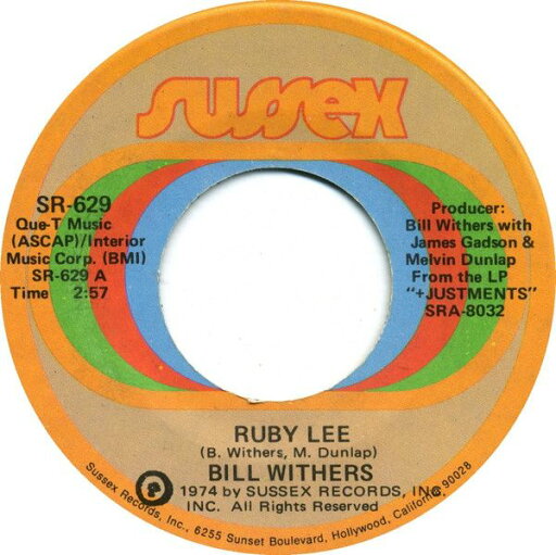 【中古】米7” Bill Withers Ruby Lee / Heartbreak Road SR629 Sussex /00080 【中古】米7” Bill Withers Ruby Lee / Heartbreak Road SR629 Sussex /00080