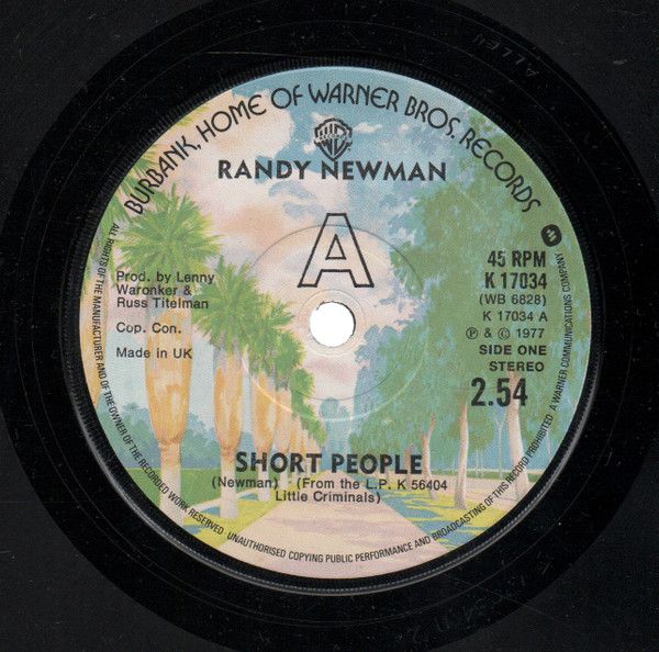 【中古】英7” Randy Newman Short People K17034 Warner Bros. Records /00080