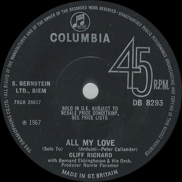 ・アーティスト Cliff Richard ・タイトル All My Love ・レーベル・型番 Columbia DB8293 ・フォーマット 7インチレコード ・コンディション(盤) 非常に良い(EX) ・コンディション(ジャケット) プレインカバー（元ジャケット／カバー無し） ・コンディション(帯) オビなし ・特記事項 【company sleeve】 サンプル画像です。実際の商品の画像ではありません 商品写真はバーコード/カタログ番号に対応したサンプル画像ですので、お送りする商品の画像ではありません。帯やライナーなどの付属品は、特記事項に記載されている場合のみ含まれます。プロモやカラーレコードなどの仕様についても、該当する場合のみ特記事項に記載しています。 【ご購入前に必ずご確認ください】 ・本店サイト(www.recordcity.jp)とは価格、送料が違います ・本店サイト、その他支店のオーダーとは同梱発送できません ・注文確定後に別の注文を頂いた場合、注文同士の同梱は致しかねます。 ・別倉庫から発送しているため、店頭受け渡しは対応しておりません ・一部商品は他の通販サイトでも販売しているため、ご注文のタイミングによっては商品のご用意ができない場合がございます。 ・土日祝日はお休みです 金曜・祝前日9時以降のご連絡またはご入金は、返答または発送が週明け・祝日明けに順次対応となります。 ・ご購入後のキャンセル不可 ご購入後のキャンセルはいかなる理由においてもお受けできません。ご了承の上、ご購入くださいませ。 ・日本郵便(ゆうパック/ゆうメール)によるお届けになります。 ・中古品であることをご理解ください 当ストアでは中古商品を主に販売しております。中古品であることをご理解の上ご購入ください。また、一部商品はRecordCityオンラインストアで試聴可能です。 ・返品について お客様のご都合による返品は一切承っておりません。 表記の内容と実際の商品に相違がある場合、また針飛び等で返品・返金をご希望される場合は、商品の到着後1週間以内にご連絡ください。商品の返送をこちらで確認後、キャンセル・返金を行います。 コンディションVG以下の商品は返品できません。プレイに影響のない表面のこすれ傷、プレス起因のノイズ盤は返品の対象外です。 【コンディション表記】 ・ほぼ新品(M-)(Like New) 完全な新品。未使用。当店ではほぼ使用しません ・非常に良い(EX)(Excellent) 中古盤として美品な状態。わずかな経年を感じるものの傷みを感じさせない、当店基準で最高の状態 ・良い(VG+)(Very Good Plus) 丁寧に扱われた中古品で、軽い使用感がみられる。 ・可(VG)(Acceptable) 使い込まれた中古品で、「良い」よりもさらに使用感がみられる。 ・悪い(VG-)(Bad) 状態が悪いアイテム。使用の保障はなく、再生不可、針飛び、目立つノイズがあるかもしれない。状態によるクレーム不可。返品不可。 ・非常に悪い(G)(Very Bad) 「悪い」よりさらに状態が悪いアイテム。使用の保障はなく、再生不可、針飛び、目立つノイズがあるかもしれない。状態によるクレーム不可。返品不可。 ・ジャンク(Fair)(Junk/Fair) 割れている、反っている、水ダメージがある、カビ、ジャケットが分離している、ひどい書き込み、ひどい擦れなど最低の状態。使用の保障はなく、再生不可、針飛び、目立つノイズがあるかもしれない。状態によるクレーム不可。返品不可。 ・ジャンク(Poor)(Junk/Poor) 割れている、反っている、水ダメージがある、カビ、ジャケットが分離している、ひどい書き込み、ひどい擦れなど最低の状態。使用の保障はなく、再生不可、針飛び、目立つノイズがあるかもしれない。状態によるクレーム不可。返品不可。