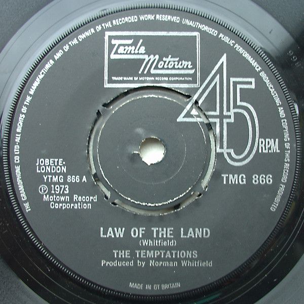 【中古】英7” Temptations Law Of The Land TMG866 Tamla Motown /00080