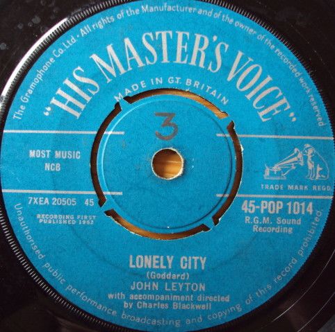 【中古】英7” John Leyton Lonely City 45POP1014 His Masters Voice /00080