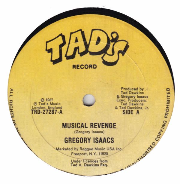 ・アーティスト Gregory Isaacs ・タイトル Musical Revenge ・レーベル・型番 Tad's Record TRD27287 ・フォーマット 12インチレコード ・コンディション(盤) 非常に良い(EX) ・コンディション(ジャケット) プレインカバー（元ジャケット／カバー無し） ・コンディション(帯) オビなし ・特記事項 サンプル画像です。実際の商品の画像ではありません 商品写真はバーコード/カタログ番号に対応したサンプル画像ですので、お送りする商品の画像ではありません。帯やライナーなどの付属品は、特記事項に記載されている場合のみ含まれます。プロモやカラーレコードなどの仕様についても、該当する場合のみ特記事項に記載しています。 【ご購入前に必ずご確認ください】 ・本店サイト(www.recordcity.jp)とは価格、送料が違います ・本店サイト、その他支店のオーダーとは同梱発送できません ・注文確定後に別の注文を頂いた場合、注文同士の同梱は致しかねます。 ・別倉庫から発送しているため、店頭受け渡しは対応しておりません ・一部商品は他の通販サイトでも販売しているため、ご注文のタイミングによっては商品のご用意ができない場合がございます。 ・土日祝日はお休みです 金曜・祝前日9時以降のご連絡またはご入金は、返答または発送が週明け・祝日明けに順次対応となります。 ・ご購入後のキャンセル不可 ご購入後のキャンセルはいかなる理由においてもお受けできません。ご了承の上、ご購入くださいませ。 ・日本郵便(ゆうパック/ゆうメール)によるお届けになります。 ・中古品であることをご理解ください 当ストアでは中古商品を主に販売しております。中古品であることをご理解の上ご購入ください。また、一部商品はRecordCityオンラインストアで試聴可能です。 ・返品について お客様のご都合による返品は一切承っておりません。 表記の内容と実際の商品に相違がある場合、また針飛び等で返品・返金をご希望される場合は、商品の到着後1週間以内にご連絡ください。商品の返送をこちらで確認後、キャンセル・返金を行います。 コンディションVG以下の商品は返品できません。プレイに影響のない表面のこすれ傷、プレス起因のノイズ盤は返品の対象外です。 【コンディション表記】 ・ほぼ新品(M-)(Like New) 完全な新品。未使用。当店ではほぼ使用しません ・非常に良い(EX)(Excellent) 中古盤として美品な状態。わずかな経年を感じるものの傷みを感じさせない、当店基準で最高の状態 ・良い(VG+)(Very Good Plus) 丁寧に扱われた中古品で、軽い使用感がみられる。 ・可(VG)(Acceptable) 使い込まれた中古品で、「良い」よりもさらに使用感がみられる。 ・悪い(VG-)(Bad) 状態が悪いアイテム。使用の保障はなく、再生不可、針飛び、目立つノイズがあるかもしれない。状態によるクレーム不可。返品不可。 ・非常に悪い(G)(Very Bad) 「悪い」よりさらに状態が悪いアイテム。使用の保障はなく、再生不可、針飛び、目立つノイズがあるかもしれない。状態によるクレーム不可。返品不可。 ・ジャンク(Fair)(Junk/Fair) 割れている、反っている、水ダメージがある、カビ、ジャケットが分離している、ひどい書き込み、ひどい擦れなど最低の状態。使用の保障はなく、再生不可、針飛び、目立つノイズがあるかもしれない。状態によるクレーム不可。返品不可。 ・ジャンク(Poor)(Junk/Poor) 割れている、反っている、水ダメージがある、カビ、ジャケットが分離している、ひどい書き込み、ひどい擦れなど最低の状態。使用の保障はなく、再生不可、針飛び、目立つノイズがあるかもしれない。状態によるクレーム不可。返品不可。