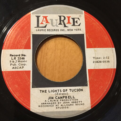 【中古】米7” Jim Campbell The Lights Of Tucson LR3546 Laurie Records /00080 【中古】米7” Jim Campbell The Lights Of Tucson LR3546 Laurie Records /00080