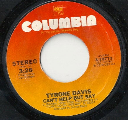 ・アーティスト Tyrone Davis ・タイトル Can't Help But Say / Bunky ・レーベル・型番 Columbia 310773 ・フォーマット 7インチレコード ・コンディション(盤) 良い (VG+) ・コンディション(ジャケット) プレインカバー（元ジャケット／カバー無し） ・コンディション(帯) オビなし ・特記事項 サンプル画像です。実際の商品の画像ではありません 商品写真はバーコード/カタログ番号に対応したサンプル画像ですので、お送りする商品の画像ではありません。帯やライナーなどの付属品は、特記事項に記載されている場合のみ含まれます。プロモやカラーレコードなどの仕様についても、該当する場合のみ特記事項に記載しています。 【ご購入前に必ずご確認ください】 ・本店サイト(www.recordcity.jp)とは価格、送料が違います ・本店サイト、その他支店のオーダーとは同梱発送できません ・注文確定後に別の注文を頂いた場合、注文同士の同梱は致しかねます。 ・別倉庫から発送しているため、店頭受け渡しは対応しておりません ・一部商品は他の通販サイトでも販売しているため、ご注文のタイミングによっては商品のご用意ができない場合がございます。 ・土日祝日はお休みです 金曜・祝前日9時以降のご連絡またはご入金は、返答または発送が週明け・祝日明けに順次対応となります。 ・ご購入後のキャンセル不可 ご購入後のキャンセルはいかなる理由においてもお受けできません。ご了承の上、ご購入くださいませ。 ・日本郵便(ゆうパック/ゆうメール)によるお届けになります。 ・中古品であることをご理解ください 当ストアでは中古商品を主に販売しております。中古品であることをご理解の上ご購入ください。また、一部商品はRecordCityオンラインストアで試聴可能です。 ・返品について お客様のご都合による返品は一切承っておりません。 表記の内容と実際の商品に相違がある場合、また針飛び等で返品・返金をご希望される場合は、商品の到着後1週間以内にご連絡ください。商品の返送をこちらで確認後、キャンセル・返金を行います。 コンディションVG以下の商品は返品できません。プレイに影響のない表面のこすれ傷、プレス起因のノイズ盤は返品の対象外です。 【コンディション表記】 ・ほぼ新品(M-)(Like New) 完全な新品。未使用。当店ではほぼ使用しません ・非常に良い(EX)(Excellent) 中古盤として美品な状態。わずかな経年を感じるものの傷みを感じさせない、当店基準で最高の状態 ・良い(VG+)(Very Good Plus) 丁寧に扱われた中古品で、軽い使用感がみられる。 ・可(VG)(Acceptable) 使い込まれた中古品で、「良い」よりもさらに使用感がみられる。 ・悪い(VG-)(Bad) 状態が悪いアイテム。使用の保障はなく、再生不可、針飛び、目立つノイズがあるかもしれない。状態によるクレーム不可。返品不可。 ・非常に悪い(G)(Very Bad) 「悪い」よりさらに状態が悪いアイテム。使用の保障はなく、再生不可、針飛び、目立つノイズがあるかもしれない。状態によるクレーム不可。返品不可。 ・ジャンク(Fair)(Junk/Fair) 割れている、反っている、水ダメージがある、カビ、ジャケットが分離している、ひどい書き込み、ひどい擦れなど最低の状態。使用の保障はなく、再生不可、針飛び、目立つノイズがあるかもしれない。状態によるクレーム不可。返品不可。 ・ジャンク(Poor)(Junk/Poor) 割れている、反っている、水ダメージがある、カビ、ジャケットが分離している、ひどい書き込み、ひどい擦れなど最低の状態。使用の保障はなく、再生不可、針飛び、目立つノイズがあるかもしれない。状態によるクレーム不可。返品不可。