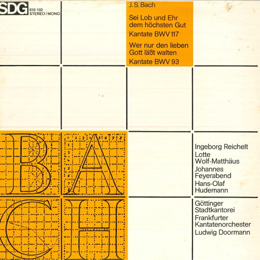 【中古】独LP Johann Sebastian Bach Sei Lob Und Ehr Dem Hochsten Gut Kantate BWV 117 / 610102 SDG /00260 【中古】独LP Johann Sebastian Bach Sei Lob Und Ehr Dem Hochsten Gut Kantate BWV 117 / 610102 SDG /00260