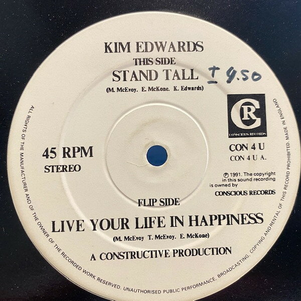 Artist Name: V - 【中古】英12” Kim Edwards Stand Tall / Live Your Life In Happiness CON4U Conscious Records /00250