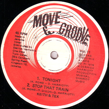 【中古】ジャマイカ12” Keith &amp; Tex Tonight / Stop That Train 2010 Move &amp; Groove /00250