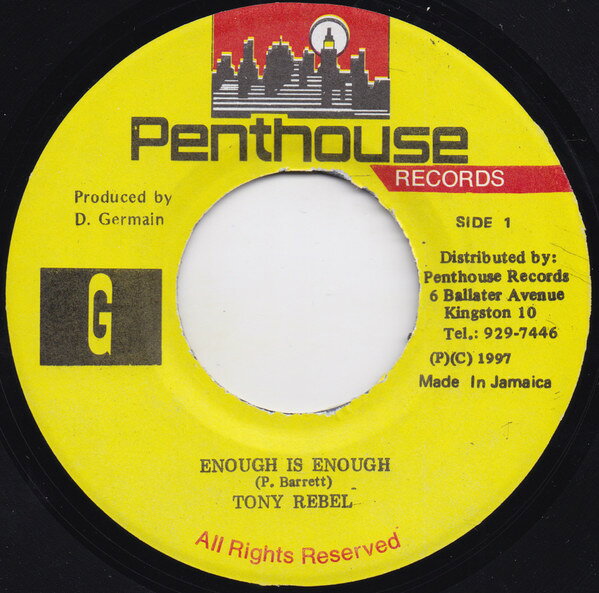・アーティスト Tony Rebel ・タイトル Enough Is Enough ・レーベル・型番 Penthouse Records NONE ・フォーマット 7インチレコード ・コンディション(盤) 良い (VG+) ・コンディション(ジャケット) プレインカバー（元ジャケット／カバー無し） ・コンディション(帯) オビなし ・特記事項 サンプル画像です。実際の商品の画像ではありません 商品写真はバーコード/カタログ番号に対応したサンプル画像ですので、お送りする商品の画像ではありません。帯やライナーなどの付属品は、特記事項に記載されている場合のみ含まれます。プロモやカラーレコードなどの仕様についても、該当する場合のみ特記事項に記載しています。 【ご購入前に必ずご確認ください】 ・本店サイト(www.recordcity.jp)とは価格、送料が違います ・本店サイト、その他支店のオーダーとは同梱発送できません ・注文確定後に別の注文を頂いた場合、注文同士の同梱は致しかねます。 ・別倉庫から発送しているため、店頭受け渡しは対応しておりません ・一部商品は他の通販サイトでも販売しているため、ご注文のタイミングによっては商品のご用意ができない場合がございます。 ・土日祝日はお休みです 金曜・祝前日9時以降のご連絡またはご入金は、返答または発送が週明け・祝日明けに順次対応となります。 ・ご購入後のキャンセル不可 ご購入後のキャンセルはいかなる理由においてもお受けできません。ご了承の上、ご購入くださいませ。 ・日本郵便(ゆうパック/ゆうメール)によるお届けになります。 ・中古品であることをご理解ください 当ストアでは中古商品を主に販売しております。中古品であることをご理解の上ご購入ください。また、一部商品はRecordCityオンラインストアで試聴可能です。 ・返品について お客様のご都合による返品は一切承っておりません。 表記の内容と実際の商品に相違がある場合、また針飛び等で返品・返金をご希望される場合は、商品の到着後1週間以内にご連絡ください。商品の返送をこちらで確認後、キャンセル・返金を行います。 コンディションVG以下の商品は返品できません。プレイに影響のない表面のこすれ傷、プレス起因のノイズ盤は返品の対象外です。 【コンディション表記】 ・ほぼ新品(M-)(Like New) 完全な新品。未使用。当店ではほぼ使用しません ・非常に良い(EX)(Excellent) 中古盤として美品な状態。わずかな経年を感じるものの傷みを感じさせない、当店基準で最高の状態 ・良い(VG+)(Very Good Plus) 丁寧に扱われた中古品で、軽い使用感がみられる。 ・可(VG)(Acceptable) 使い込まれた中古品で、「良い」よりもさらに使用感がみられる。 ・悪い(VG-)(Bad) 状態が悪いアイテム。使用の保障はなく、再生不可、針飛び、目立つノイズがあるかもしれない。状態によるクレーム不可。返品不可。 ・非常に悪い(G)(Very Bad) 「悪い」よりさらに状態が悪いアイテム。使用の保障はなく、再生不可、針飛び、目立つノイズがあるかもしれない。状態によるクレーム不可。返品不可。 ・ジャンク(Fair)(Junk/Fair) 割れている、反っている、水ダメージがある、カビ、ジャケットが分離している、ひどい書き込み、ひどい擦れなど最低の状態。使用の保障はなく、再生不可、針飛び、目立つノイズがあるかもしれない。状態によるクレーム不可。返品不可。 ・ジャンク(Poor)(Junk/Poor) 割れている、反っている、水ダメージがある、カビ、ジャケットが分離している、ひどい書き込み、ひどい擦れなど最低の状態。使用の保障はなく、再生不可、針飛び、目立つノイズがあるかもしれない。状態によるクレーム不可。返品不可。