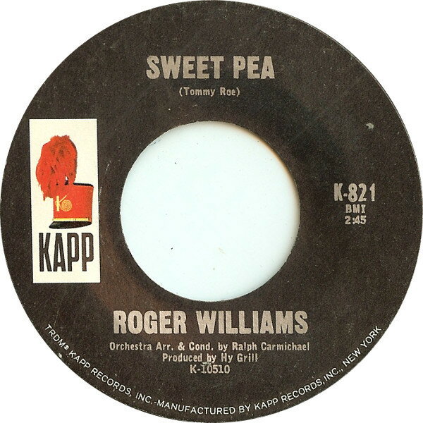 【中古】米7” Roger Williams Sweet Pea / Love Me Forever K821 Kapp Records /00080