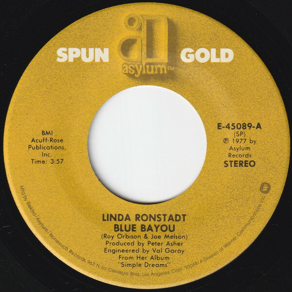 Artist Name: R - 【中古】米7” Linda Ronstadt Blue Bayou / Its So Easy E45089 Asylum Records /00080