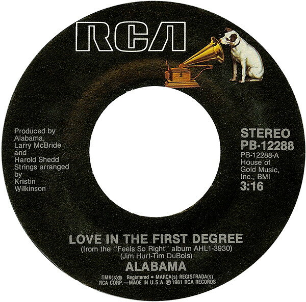 ・アーティスト Alabama ・タイトル Love In The First Degree ・レーベル・型番 RCA PB12288 ・フォーマット 7インチレコード ・コンディション(盤) 良い (VG+) ・コンディション(ジャケット...