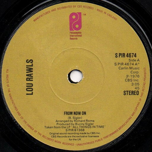 【中古】英7” Lou Rawls From Now On SPIR4674 Philadelphia Interna /00080 【中古】英7” Lou Rawls From Now On SPIR4674 Philadelphia Interna /00080