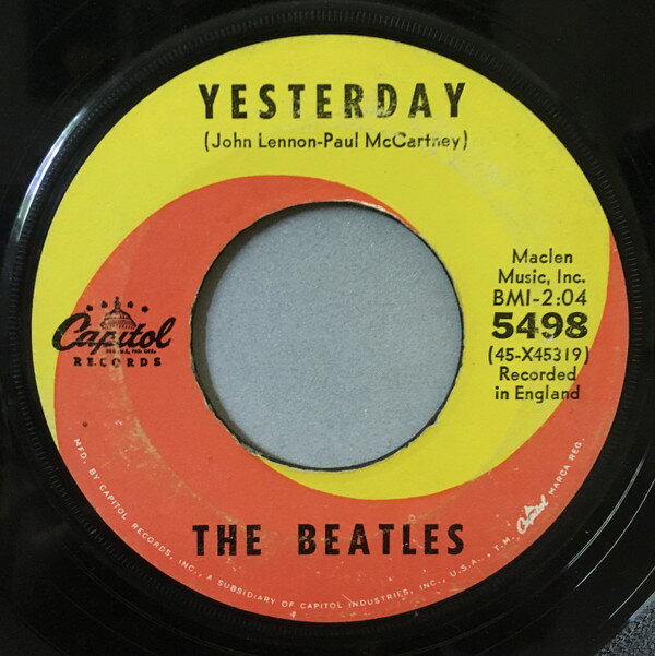 【中古】7” Beatles Yesterday 5498 Capitol Records /00080