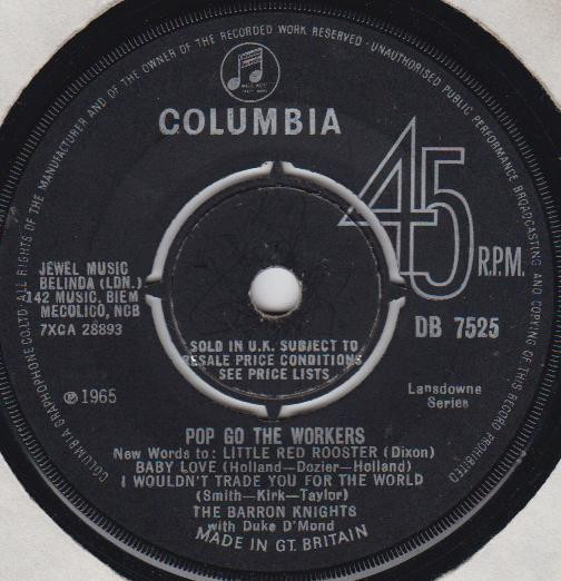 【中古】7” Barron Knights, Duke DMond Pop Go The Workers 7XCA28894 /00080