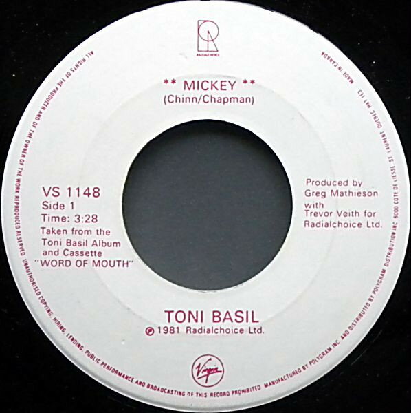 Other - 【中古】7” Toni Basil Mickey VS1148 Radialchoice, Virgin /00080