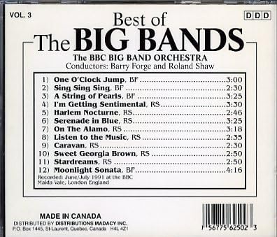 CD BBC Big Band Orchestra Best Of The Big Bands Vol.3 CLJ25633 Madacy /00110