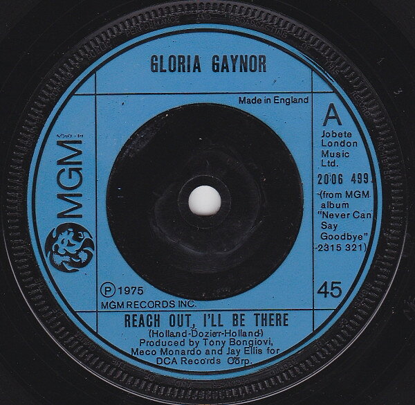 ・アーティスト Gloria Gaynor ・タイトル Reach Out, I'll Be There ・レーベル・型番 MGM 2006499 ・フォーマット 7インチレコード ・コンディション(盤) 良い (VG+) ・コンディション(ジャケット) プレインカバー（元ジャケット／カバー無し） ・コンディション(帯) オビなし ・特記事項 サンプル画像です。実際の商品の画像ではありません 商品写真はバーコード/カタログ番号に対応したサンプル画像ですので、お送りする商品の画像ではありません。帯やライナーなどの付属品は、特記事項に記載されている場合のみ含まれます。プロモやカラーレコードなどの仕様についても、該当する場合のみ特記事項に記載しています。 【ご購入前に必ずご確認ください】 ・本店サイト(www.recordcity.jp)とは価格、送料が違います ・本店サイト、その他支店のオーダーとは同梱発送できません ・注文確定後に別の注文を頂いた場合、注文同士の同梱は致しかねます。 ・別倉庫から発送しているため、店頭受け渡しは対応しておりません ・一部商品は他の通販サイトでも販売しているため、ご注文のタイミングによっては商品のご用意ができない場合がございます。 ・土日祝日はお休みです 金曜・祝前日9時以降のご連絡またはご入金は、返答または発送が週明け・祝日明けに順次対応となります。 ・ご購入後のキャンセル不可 ご購入後のキャンセルはいかなる理由においてもお受けできません。ご了承の上、ご購入くださいませ。 ・日本郵便(ゆうパック/ゆうメール)によるお届けになります。 ・中古品であることをご理解ください 当ストアでは中古商品を主に販売しております。中古品であることをご理解の上ご購入ください。また、一部商品はRecordCityオンラインストアで試聴可能です。 ・返品について お客様のご都合による返品は一切承っておりません。 表記の内容と実際の商品に相違がある場合、また針飛び等で返品・返金をご希望される場合は、商品の到着後1週間以内にご連絡ください。商品の返送をこちらで確認後、キャンセル・返金を行います。 コンディションVG以下の商品は返品できません。プレイに影響のない表面のこすれ傷、プレス起因のノイズ盤は返品の対象外です。 【コンディション表記】 ・ほぼ新品(M-)(Like New) 完全な新品。未使用。当店ではほぼ使用しません ・非常に良い(EX)(Excellent) 中古盤として美品な状態。わずかな経年を感じるものの傷みを感じさせない、当店基準で最高の状態 ・良い(VG+)(Very Good Plus) 丁寧に扱われた中古品で、軽い使用感がみられる。 ・可(VG)(Acceptable) 使い込まれた中古品で、「良い」よりもさらに使用感がみられる。 ・悪い(VG-)(Bad) 状態が悪いアイテム。使用の保障はなく、再生不可、針飛び、目立つノイズがあるかもしれない。状態によるクレーム不可。返品不可。 ・非常に悪い(G)(Very Bad) 「悪い」よりさらに状態が悪いアイテム。使用の保障はなく、再生不可、針飛び、目立つノイズがあるかもしれない。状態によるクレーム不可。返品不可。 ・ジャンク(Fair)(Junk/Fair) 割れている、反っている、水ダメージがある、カビ、ジャケットが分離している、ひどい書き込み、ひどい擦れなど最低の状態。使用の保障はなく、再生不可、針飛び、目立つノイズがあるかもしれない。状態によるクレーム不可。返品不可。 ・ジャンク(Poor)(Junk/Poor) 割れている、反っている、水ダメージがある、カビ、ジャケットが分離している、ひどい書き込み、ひどい擦れなど最低の状態。使用の保障はなく、再生不可、針飛び、目立つノイズがあるかもしれない。状態によるクレーム不可。返品不可。
