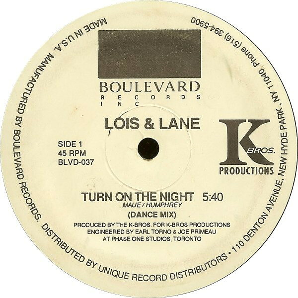 Artist Name: B - 【中古】12” Lois & Lane Turn On The Night BLVD037 Boulevard Records /00250
