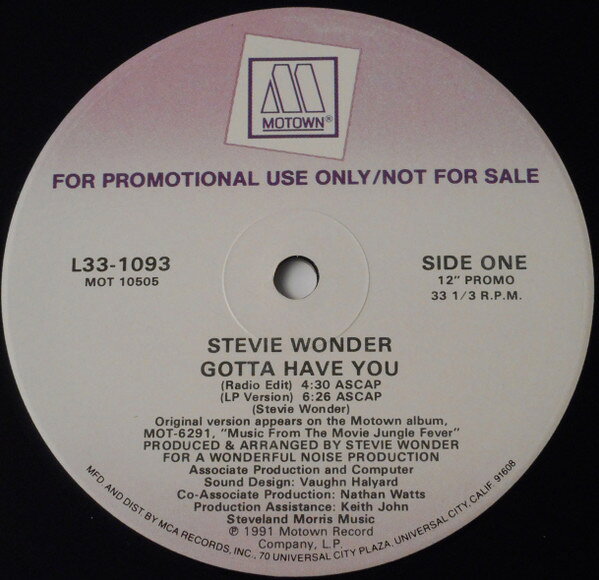 【中古】12” Stevie Wonder Gotta Have You L331093PROMO Motown プロモ /00250