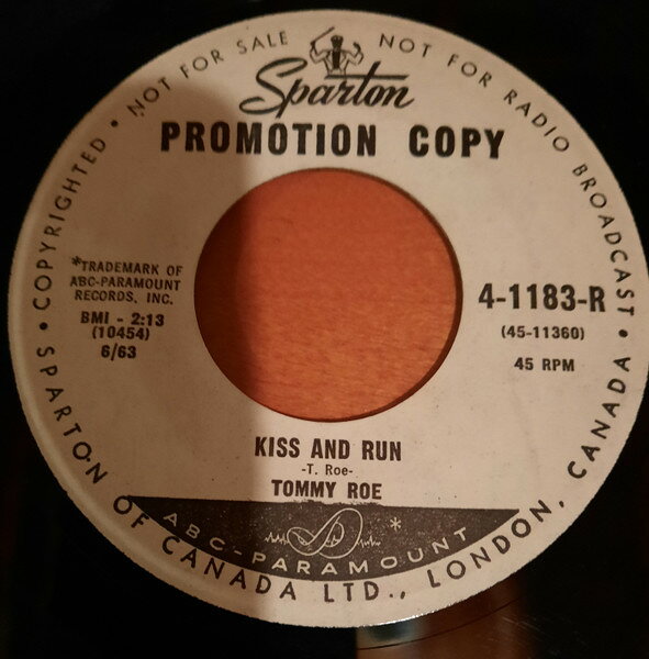 7” Tommy Roe Kiss And Run 41183R Sparton /00080