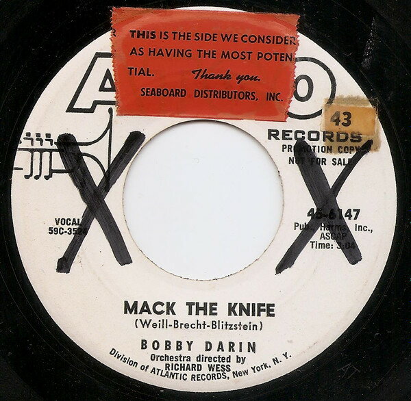 【中古】米7” Bobby Darin Mack The Knife 456147 ATCO Records プロモ /00080