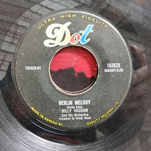 【中古】7” Billy Vaughn &amp; His Orchestra Berlin Melody / Come September 16262X Dot Records /00080
