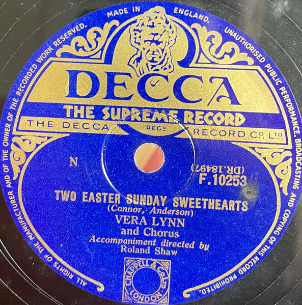 【中古】78RPM/SP Vera Lynn Two Easter Sunday Sweethearts / Du Bist Mein Liebsh F10253 DECCA /00500