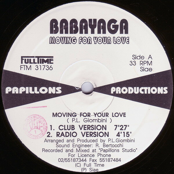 【中古】伊12” Babayaga Moving For Your Love FTM31736 Full Time Records /00250